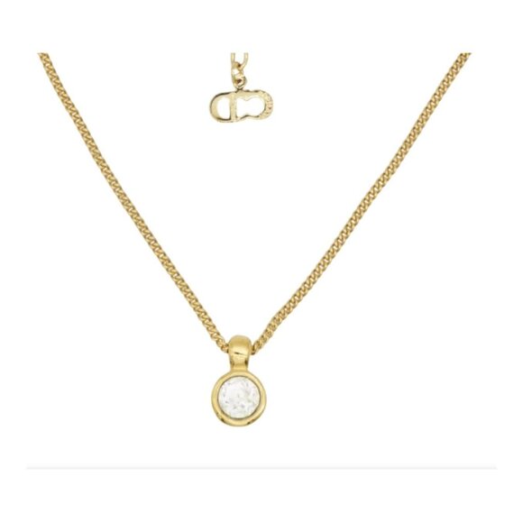 Christian Dior Circle Round White Crystal Pendant Necklace. 17" 5.3g. - Picture 13 of 13